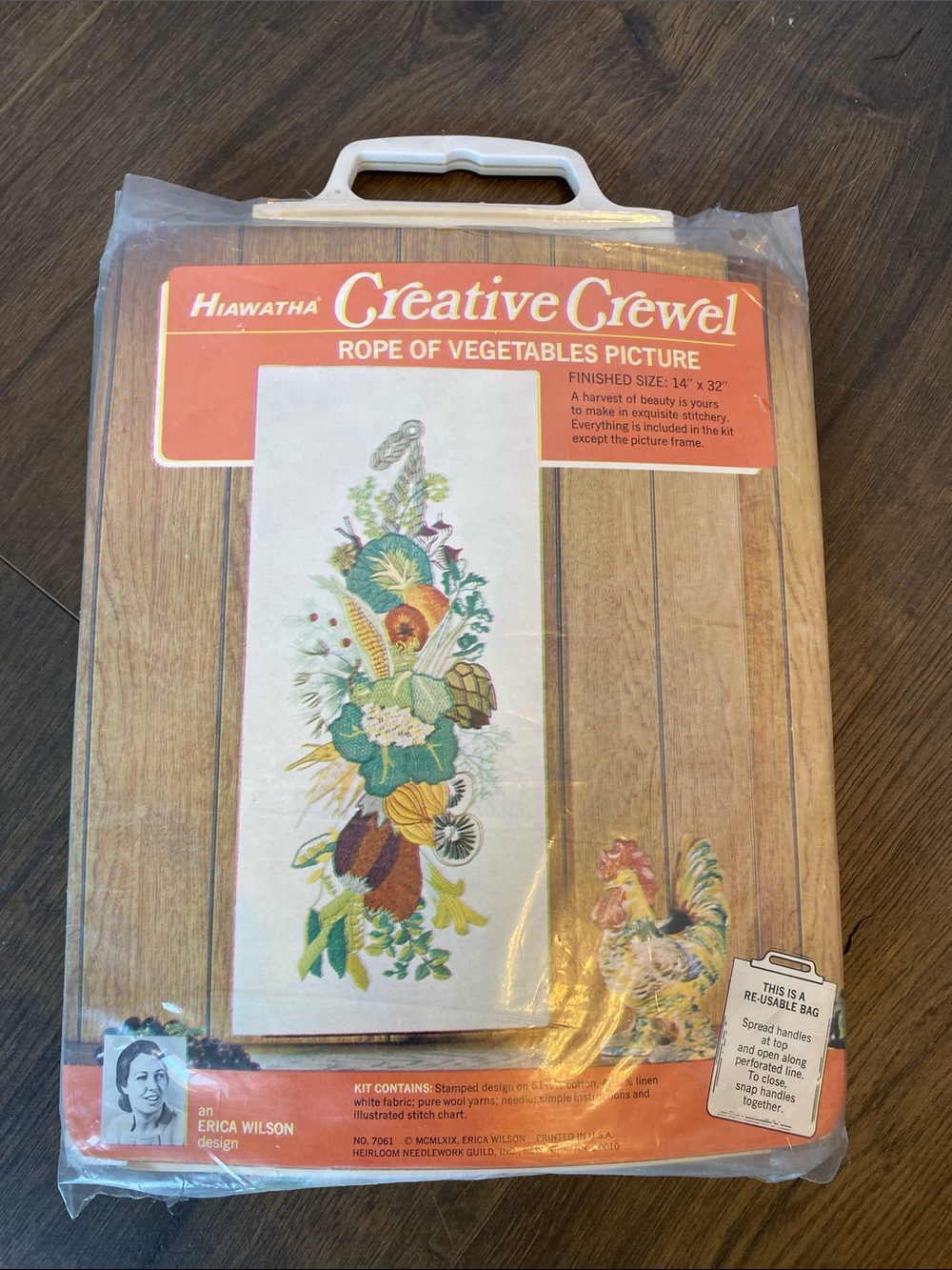 Hiawatha Creative Crewel Rope of Vegetables Picture Stitchery Kit Wall Decor